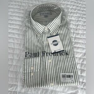 Paul Fredrick green striped shirt